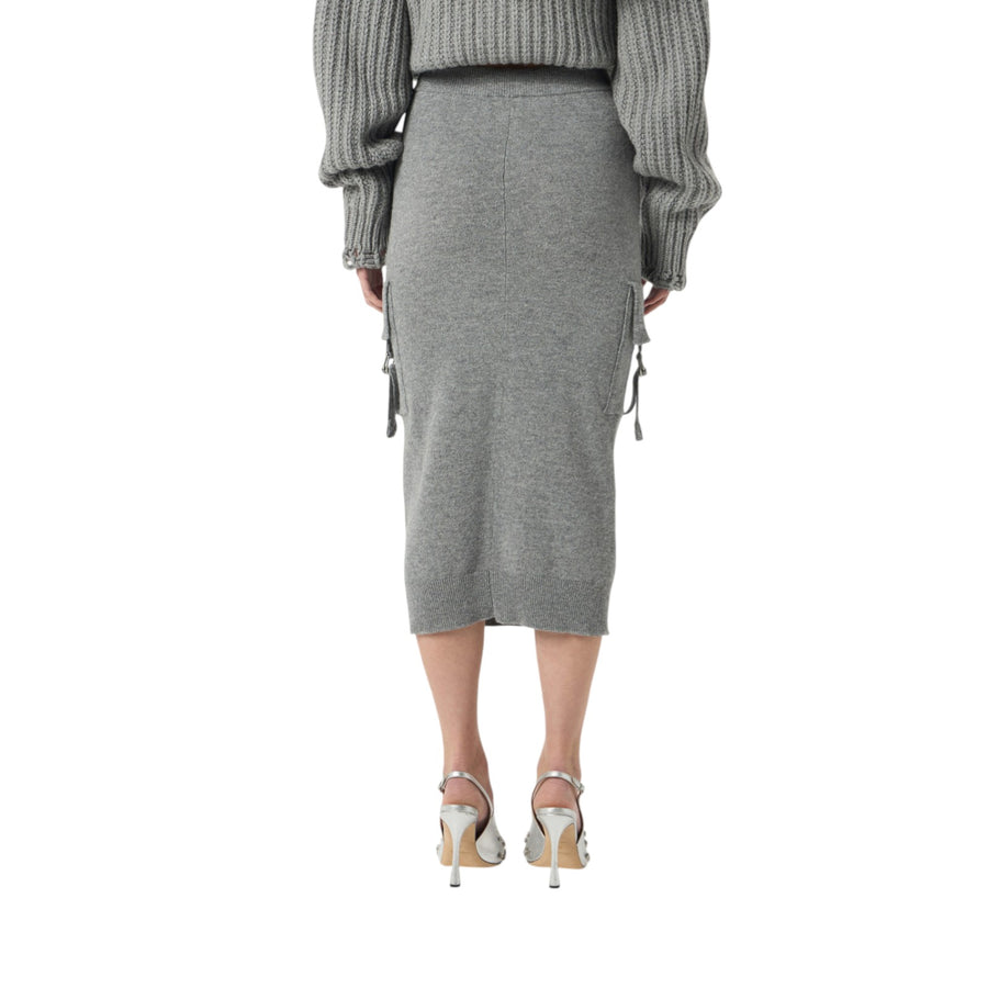 Gonna donna midi in maglia con tasche cargo