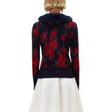 Cardigan donna reversibile a rose e tweed