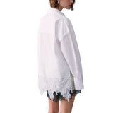 Camicia donna in popeline con pizzo