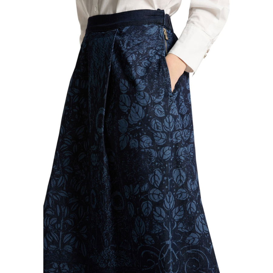 Gonna donna midi in denim laserato