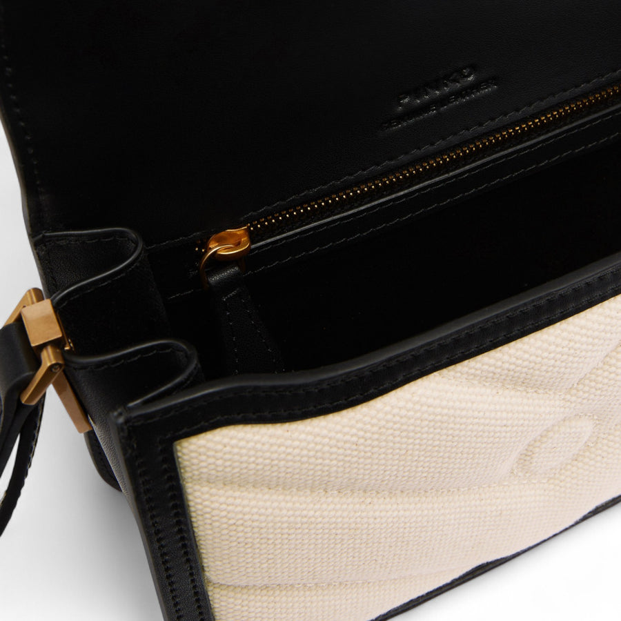 Borsa donna a spalla piccola squadrata Love Bag in canvas e pelle