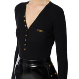 Maglia donna a costine con taschino