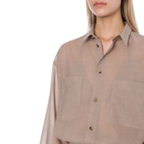Camicia donna oversize in voile di lana