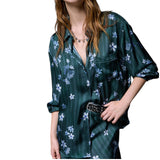 Camicia donna in raso stampato