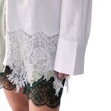 Camicia donna in popeline con pizzo