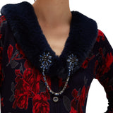 Cardigan donna reversibile a rose e tweed