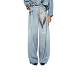 Jeans donna donna flare con foulard
