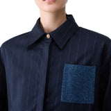 Camicia donna gessata con tasca