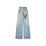 Jeans donna donna flare con foulard
