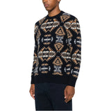 Maglione uomo girocollo con motivo geometrico