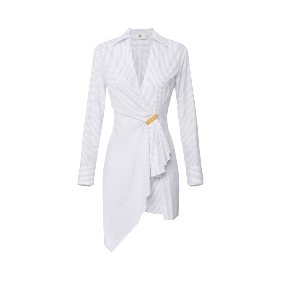 Shirt donna dress in popeline con dettaglio gioiello