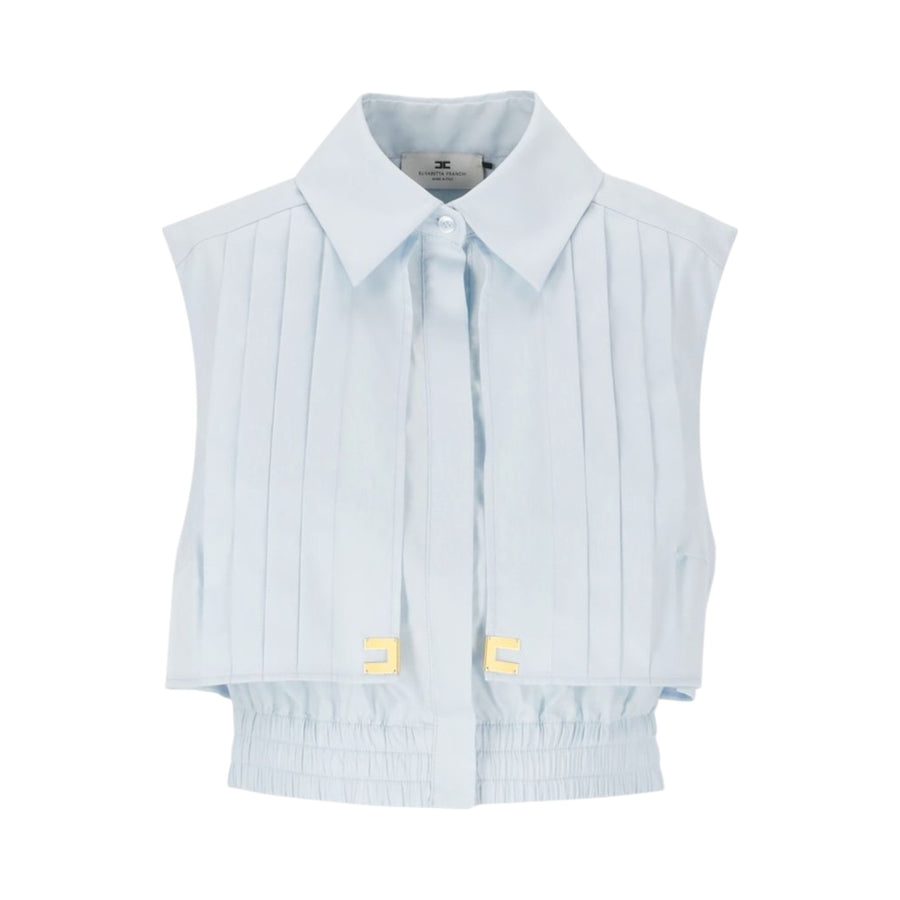 Camicia donna cropped in popeline con mantellina