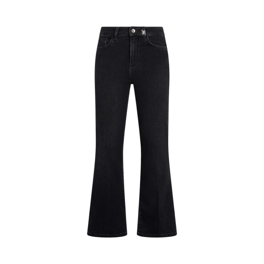 Jeans donna bootcut neri a vita alta