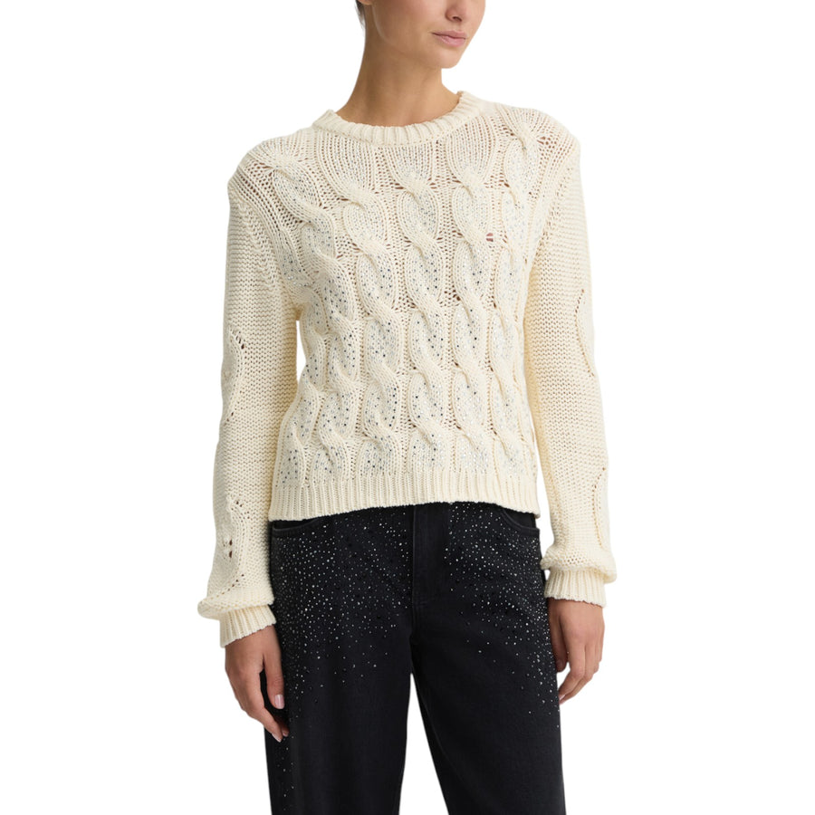 Maglia donna a trecce con strass