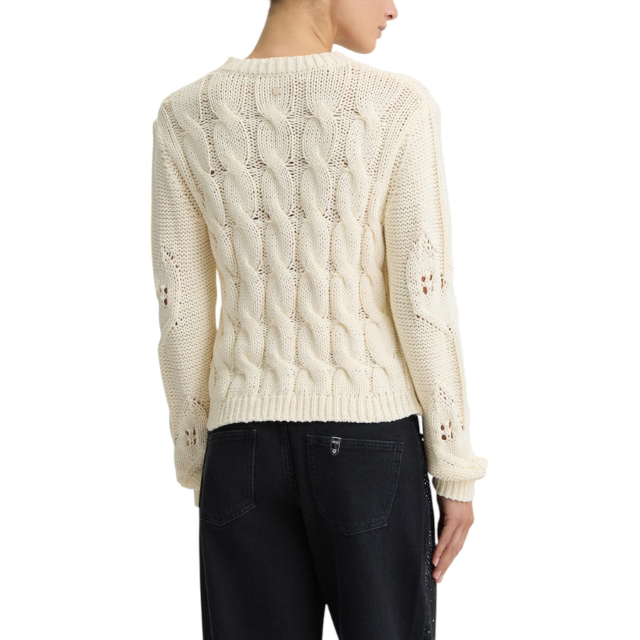 Maglia donna a trecce con strass