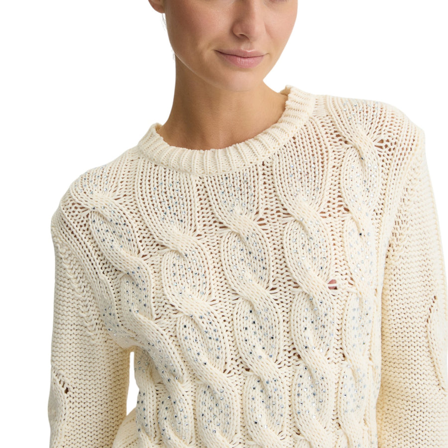 Maglia donna a trecce con strass