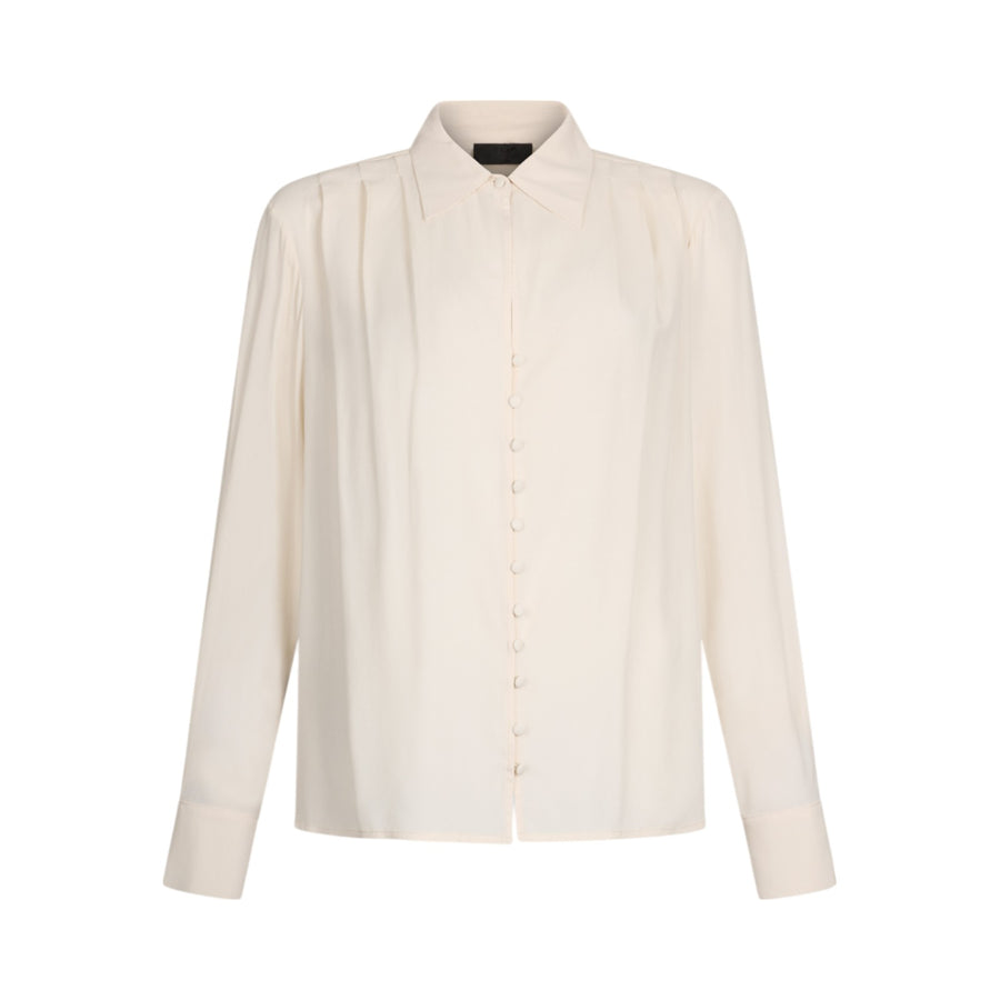 Blusa donna avorio con pieghe
