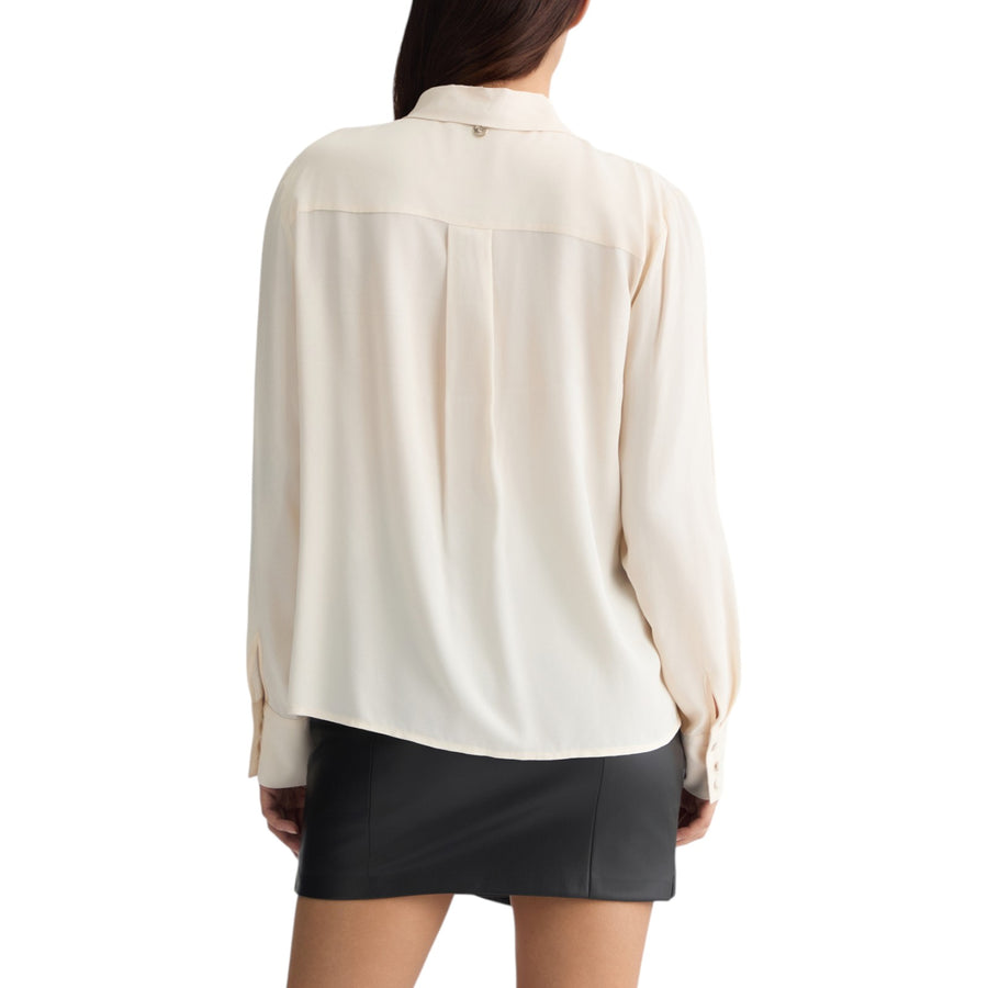 Blusa donna avorio con pieghe