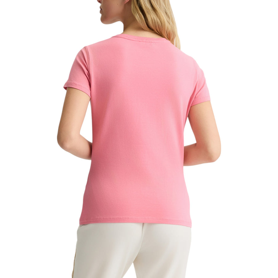 T-shirt donna con logo e strass