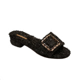 Slipper donna rafia nissa nera