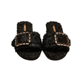 Slipper donna rafia nissa nera