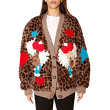Cardigan maculato con applicazioni