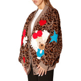 Cardigan maculato con applicazioni