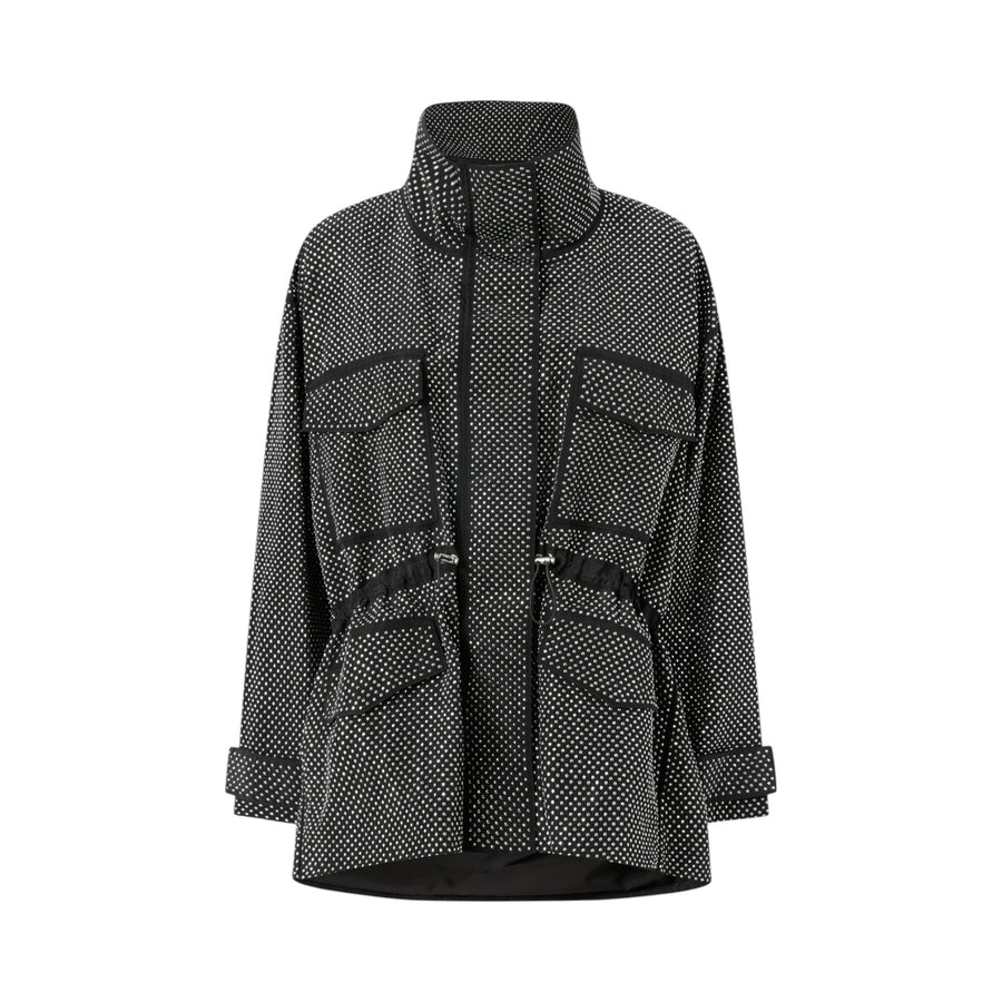 Parka donna tecnico con mini borchie effetto strass