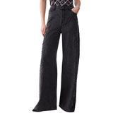 Jeans donna flare con castoni gioiello